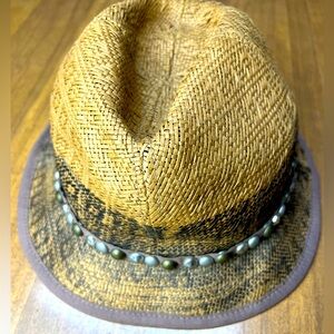 Route 66 Fedora Straw Style Hat Stud Brim Unisex One Size Fits Most
